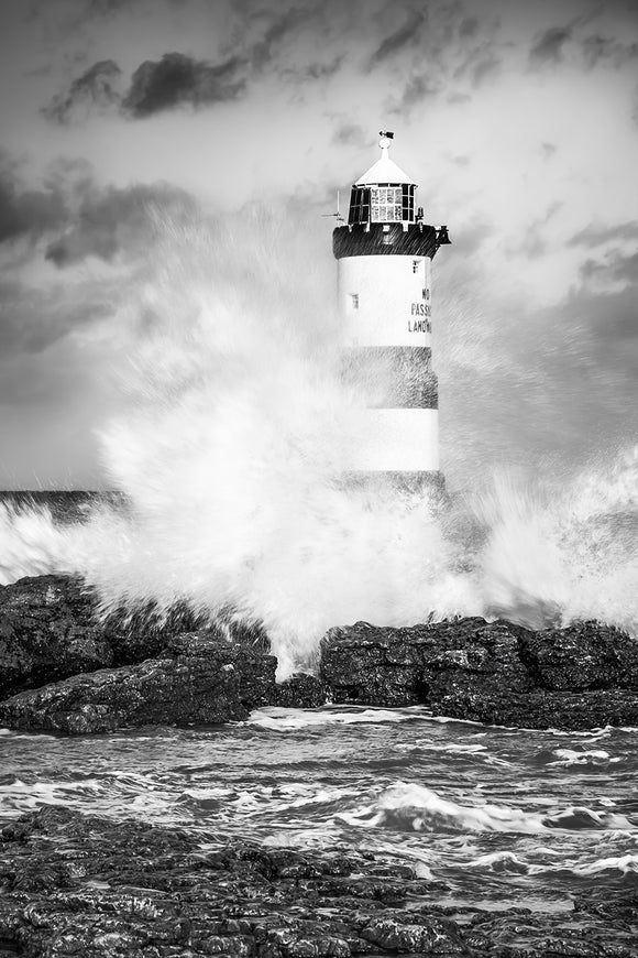 Stormy Lighthouse B&W
