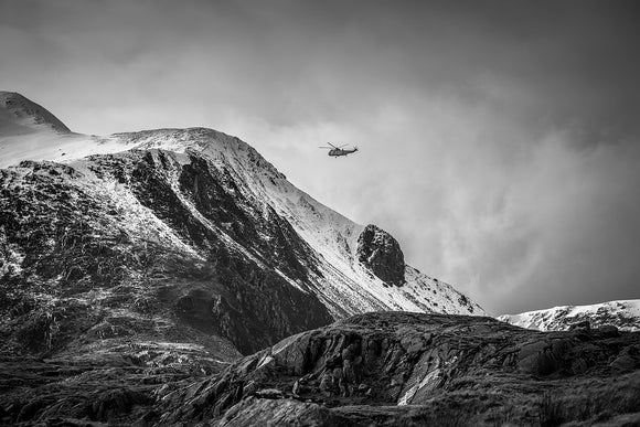RAF Mountain Rescue in Snowdonia B&W