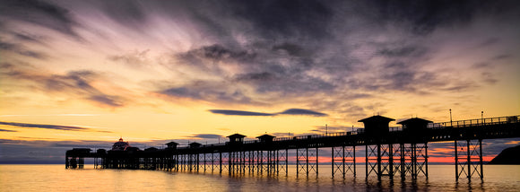 Llandudno Pier Sunrise Silhouette - Panorama