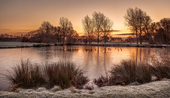 Winter Sunrise at Abergele Pond - Panorama
